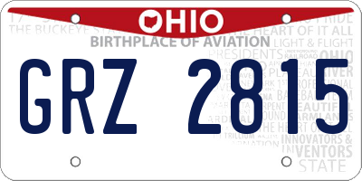 OH license plate GRZ2815