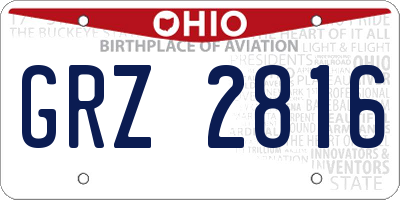 OH license plate GRZ2816