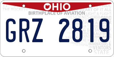 OH license plate GRZ2819