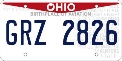OH license plate GRZ2826