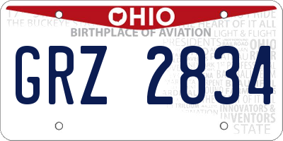 OH license plate GRZ2834