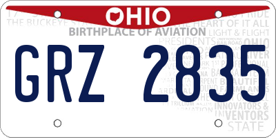 OH license plate GRZ2835
