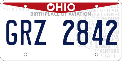 OH license plate GRZ2842