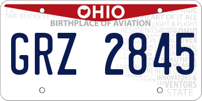 OH license plate GRZ2845