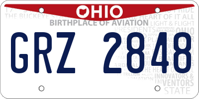 OH license plate GRZ2848