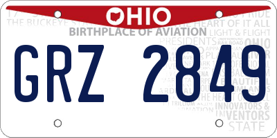 OH license plate GRZ2849
