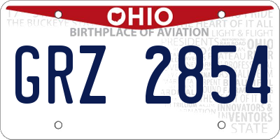 OH license plate GRZ2854