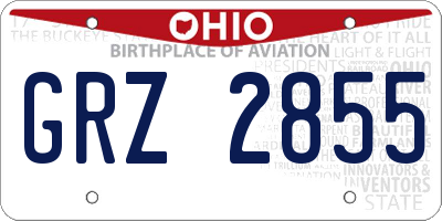 OH license plate GRZ2855