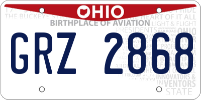 OH license plate GRZ2868