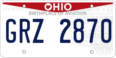 OH license plate GRZ2870