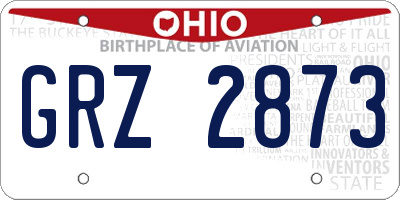 OH license plate GRZ2873