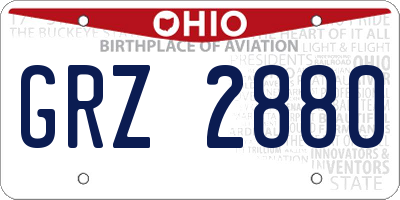 OH license plate GRZ2880