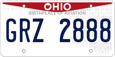 OH license plate GRZ2888
