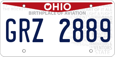 OH license plate GRZ2889