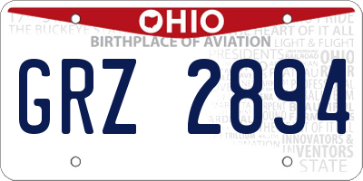 OH license plate GRZ2894