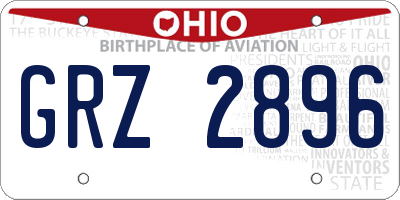 OH license plate GRZ2896