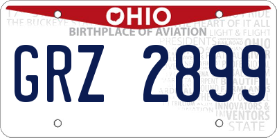 OH license plate GRZ2899