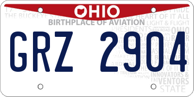 OH license plate GRZ2904
