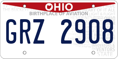 OH license plate GRZ2908