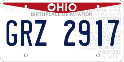 OH license plate GRZ2917