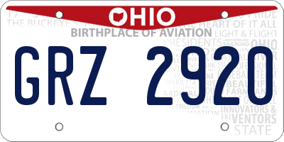 OH license plate GRZ2920