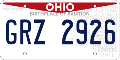 OH license plate GRZ2926