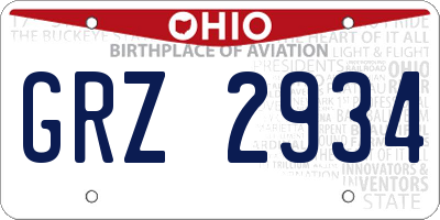 OH license plate GRZ2934