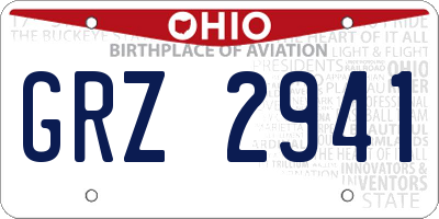 OH license plate GRZ2941