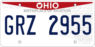 OH license plate GRZ2955