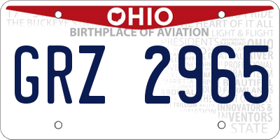 OH license plate GRZ2965