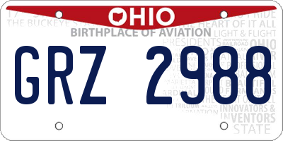 OH license plate GRZ2988
