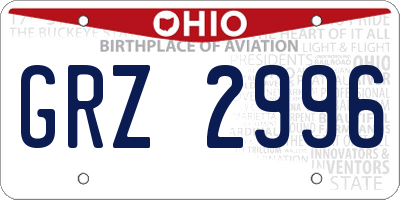 OH license plate GRZ2996