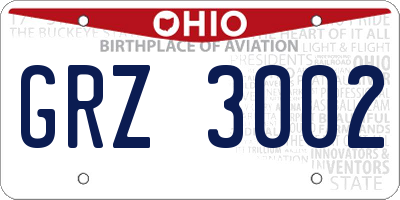 OH license plate GRZ3002