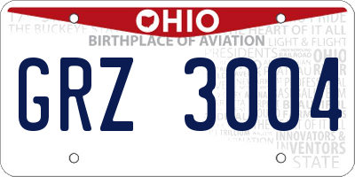 OH license plate GRZ3004