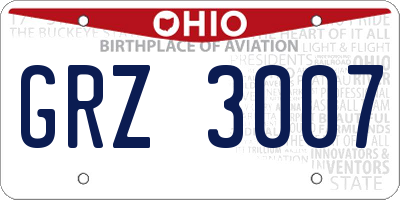 OH license plate GRZ3007