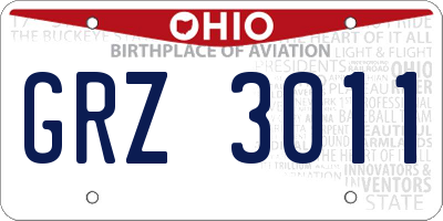 OH license plate GRZ3011