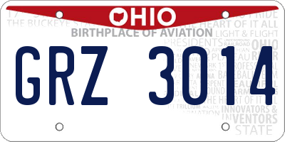 OH license plate GRZ3014