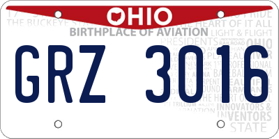 OH license plate GRZ3016