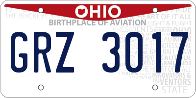 OH license plate GRZ3017