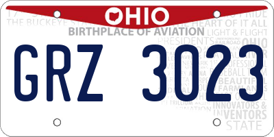 OH license plate GRZ3023