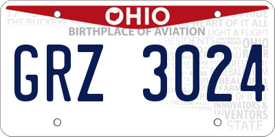 OH license plate GRZ3024