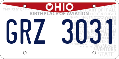 OH license plate GRZ3031