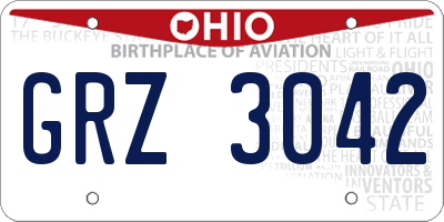 OH license plate GRZ3042