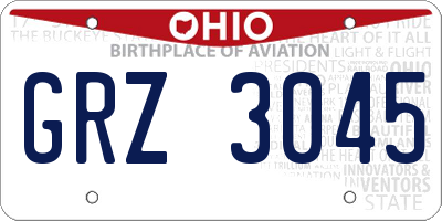 OH license plate GRZ3045
