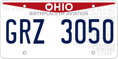 OH license plate GRZ3050