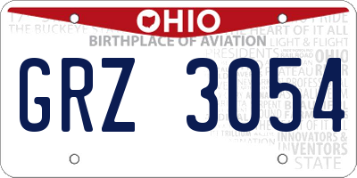 OH license plate GRZ3054