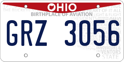 OH license plate GRZ3056