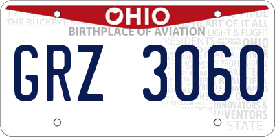 OH license plate GRZ3060