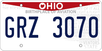 OH license plate GRZ3070