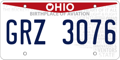 OH license plate GRZ3076
